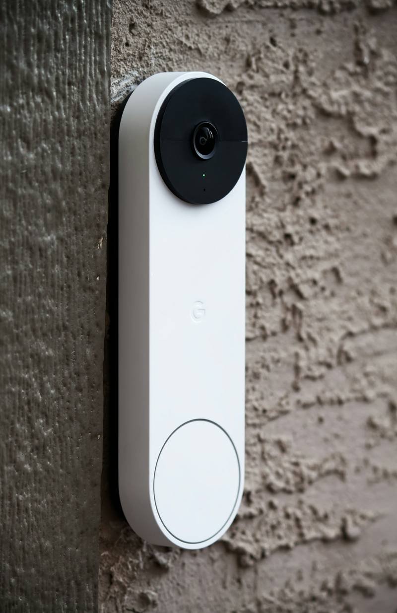 Portier vidéo blanc sur un mur enduit