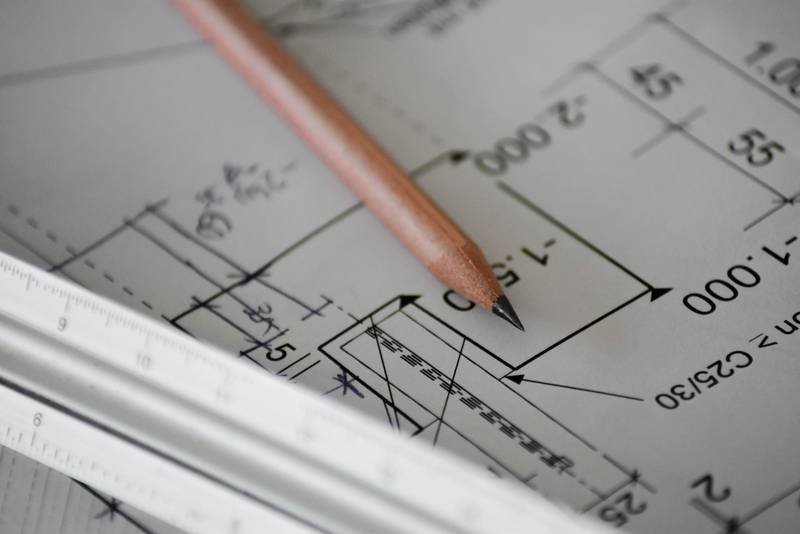 Plan technique annoté au crayon