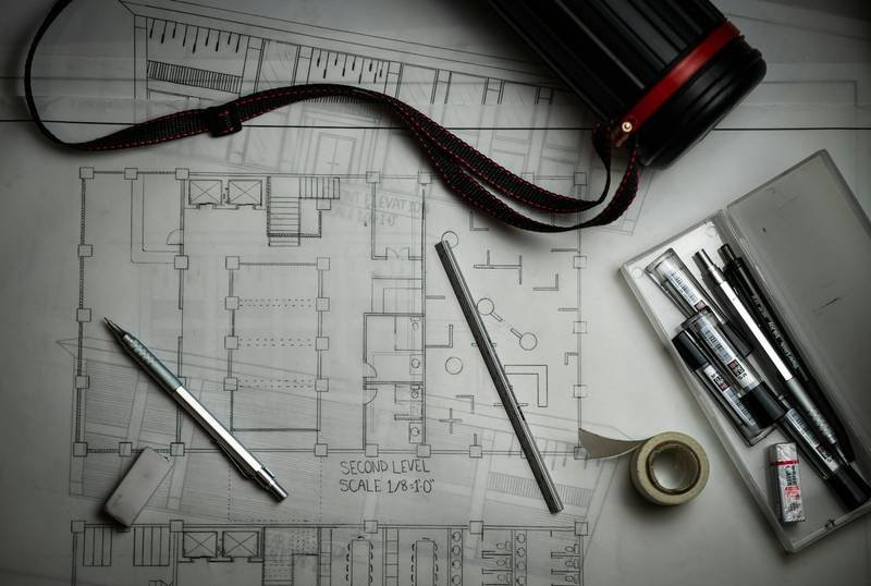 Plans, règle et instruments de relevé